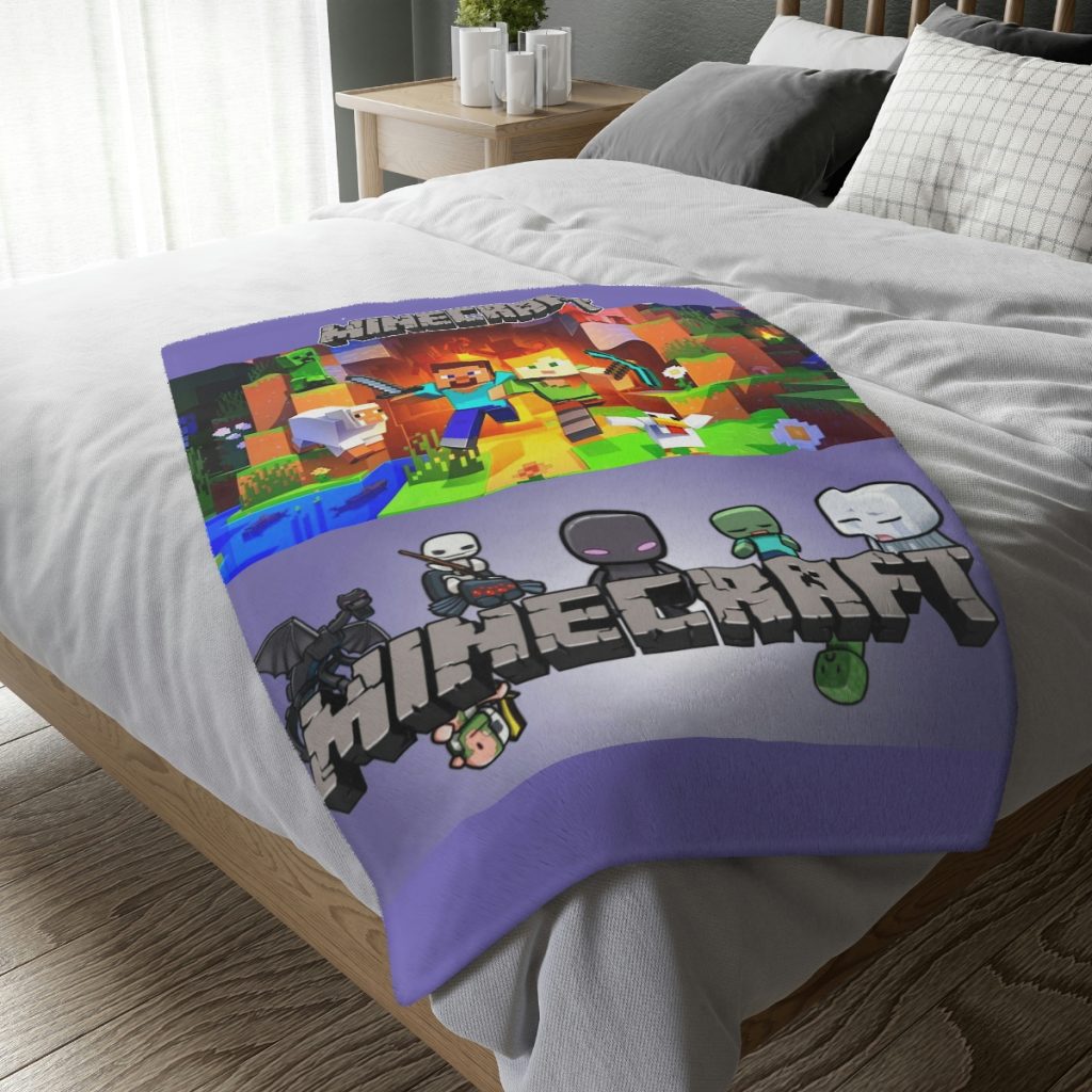 Minecraft. Velveteen Minky Blanket (Two-sided print) Black Lilac Cool Kiddo 26