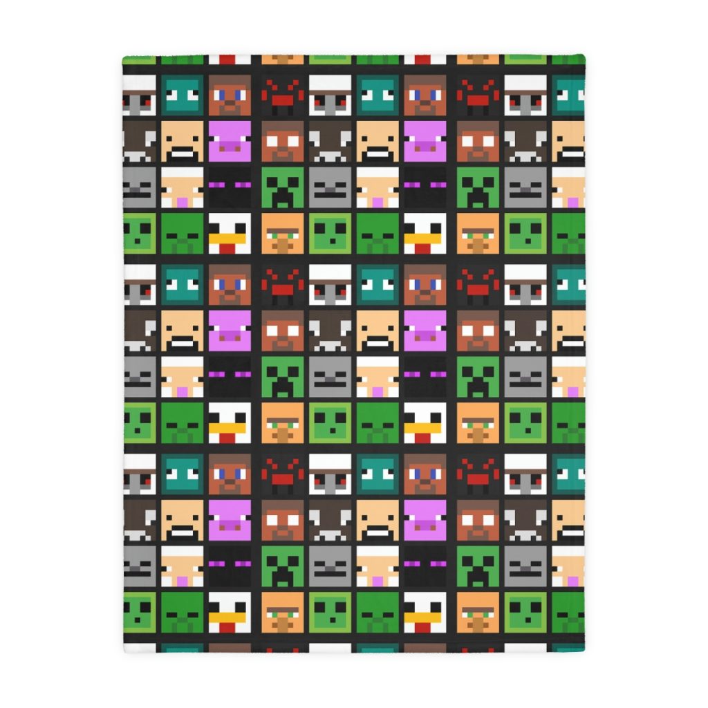 Minecraft faces. Velveteen Minky Blanket (Two-sided print) Cool Kiddo 20