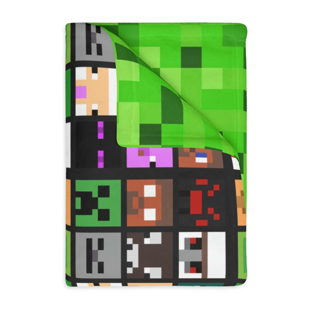 Minecraft faces. Velveteen Minky Blanket (Two-sided print) Cool Kiddo 24