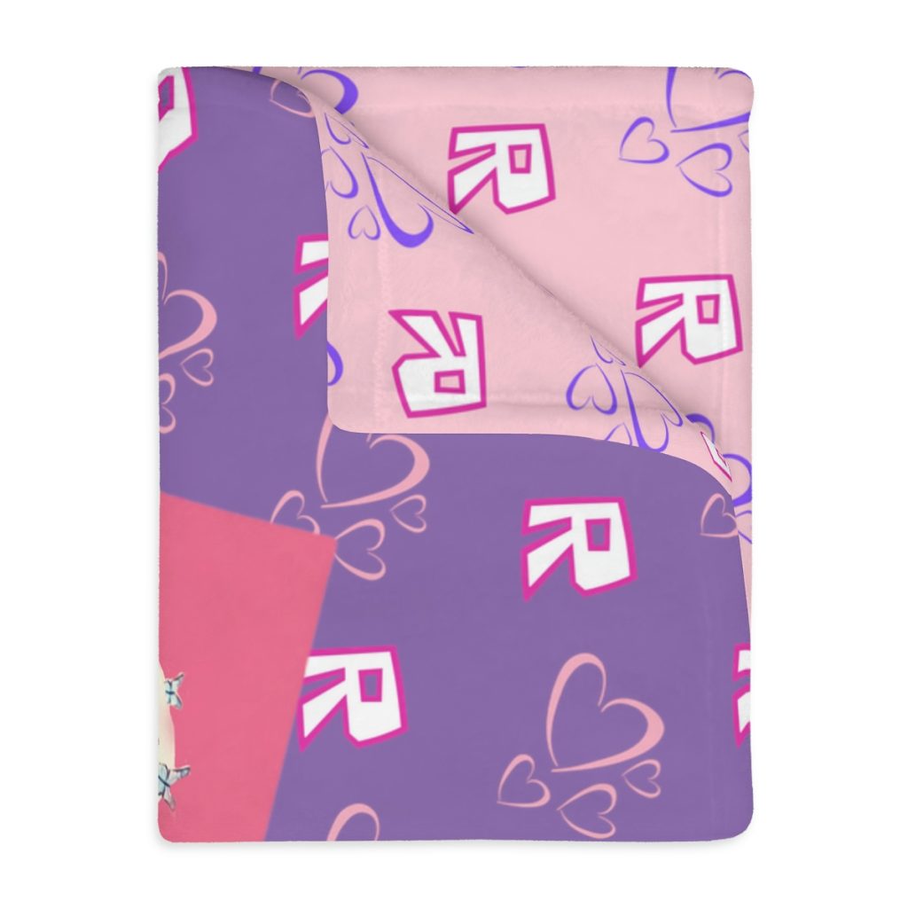 Design with R for Roblox Girls and silhouettes of hearts. Minky Velvet Blanket (Printed on both sides) Lilac and Pink Cool Kiddo 10