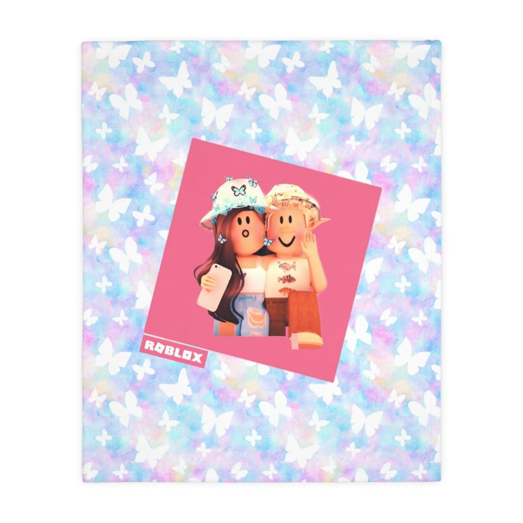 Roblox Girls. Microfiber duvet cover. Design of white butterflies on a multicolored background. Cool Kiddo 12