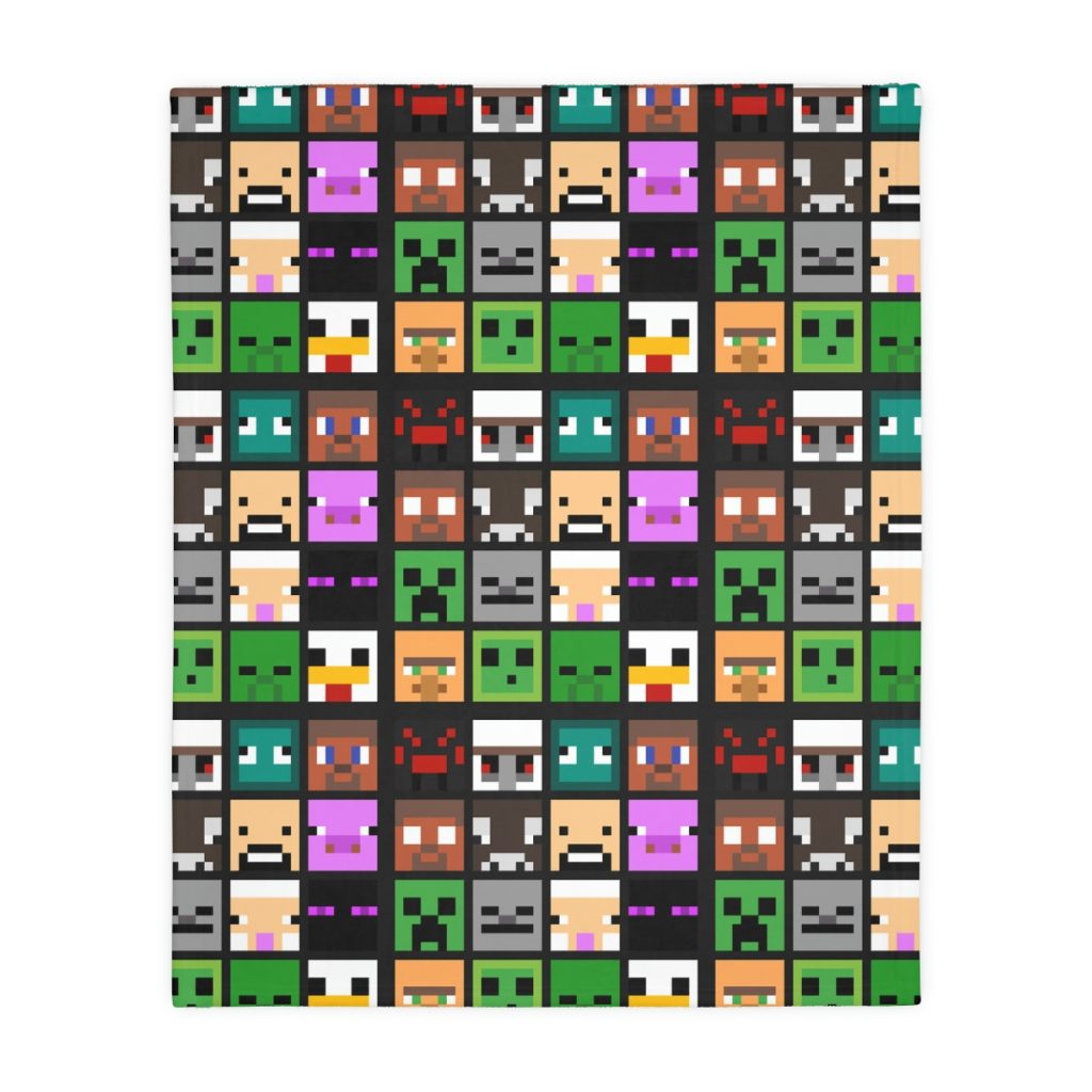 Minecraft faces. Velveteen Minky Blanket (Two-sided print) Cool Kiddo 30