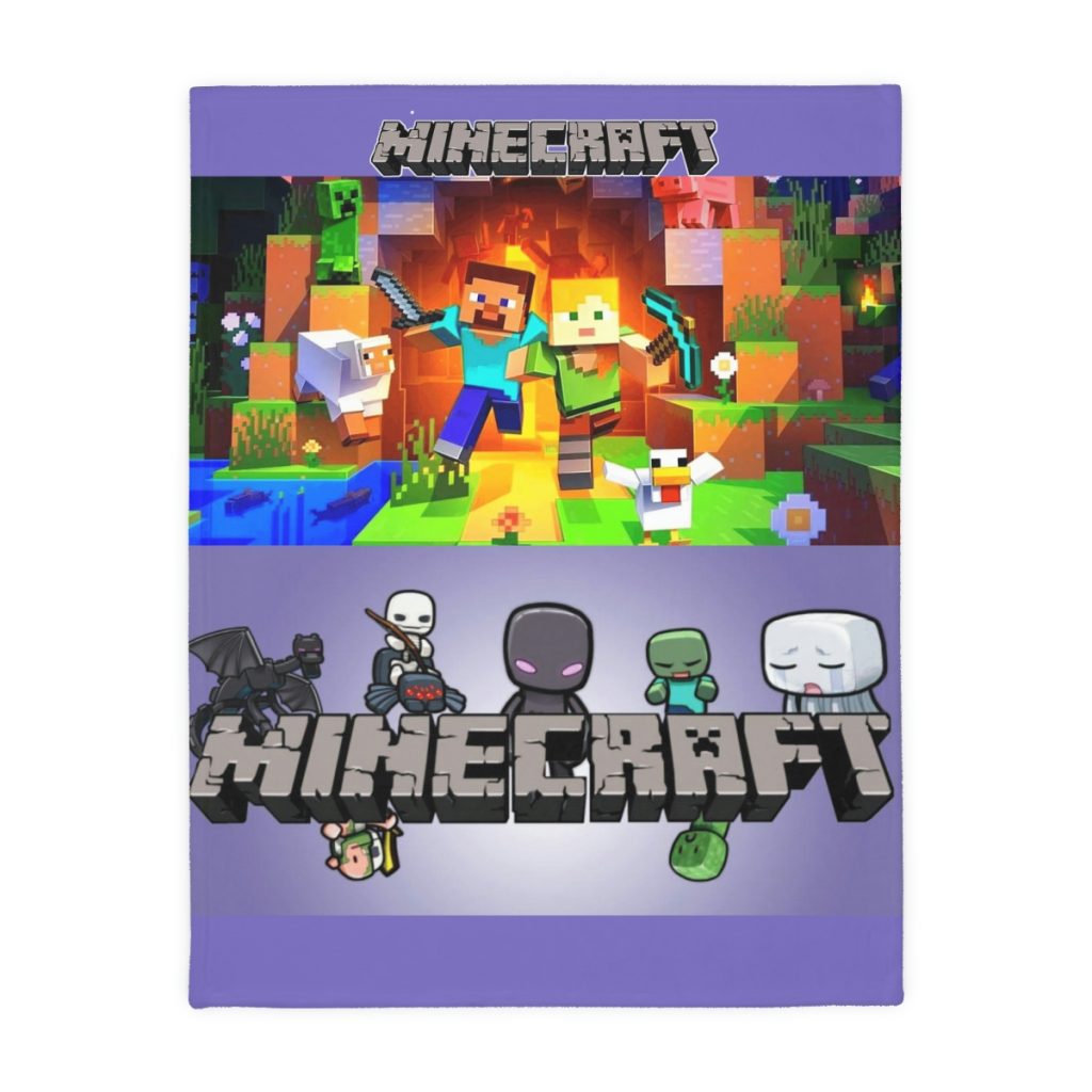 Minecraft. Velveteen Minky Blanket (Two-sided print) Black Lilac Cool Kiddo 30