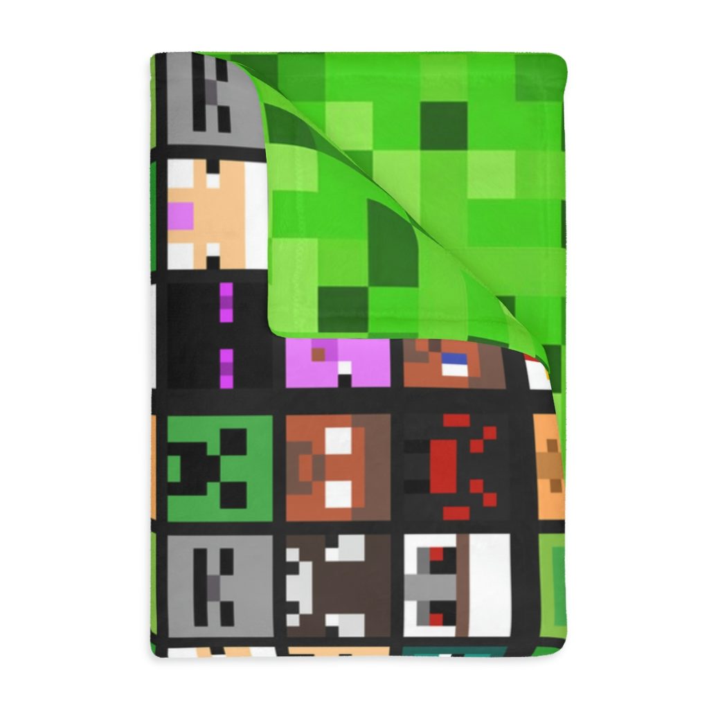 Minecraft faces. Velveteen Minky Blanket (Two-sided print) Cool Kiddo 10