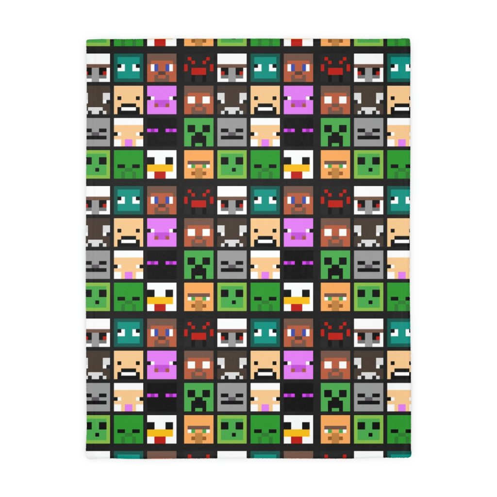Minecraft faces. Velveteen Minky Blanket (Two-sided print) Cool Kiddo 12