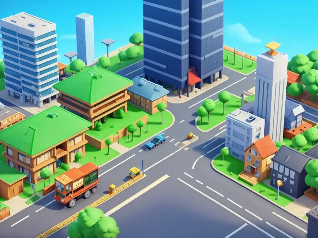 3D Animation Style city building simulation video game gameplay