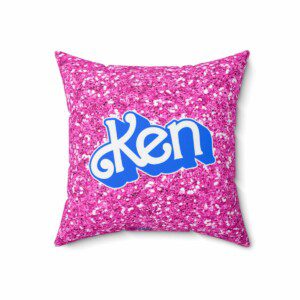 Barbie and Ken Logo Glitter Pink Double-Sided Printed Cushion Cool Kiddo