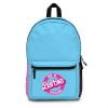 Sky Blue and Pink Barbie Backpack with Circular Logo Cool Kiddo 20