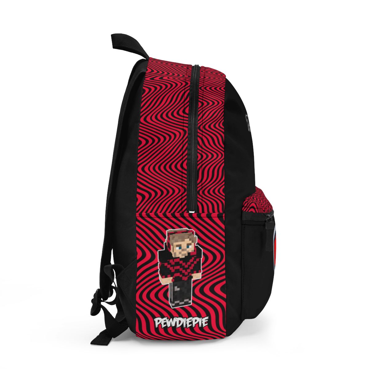 Minecraft Pewdiepie Logo and Symbol Black and Red Backpack Cool Kiddo 12