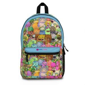 My Singing Monsters, Characters Collage and Sky Blue Backpack Cool Kiddo