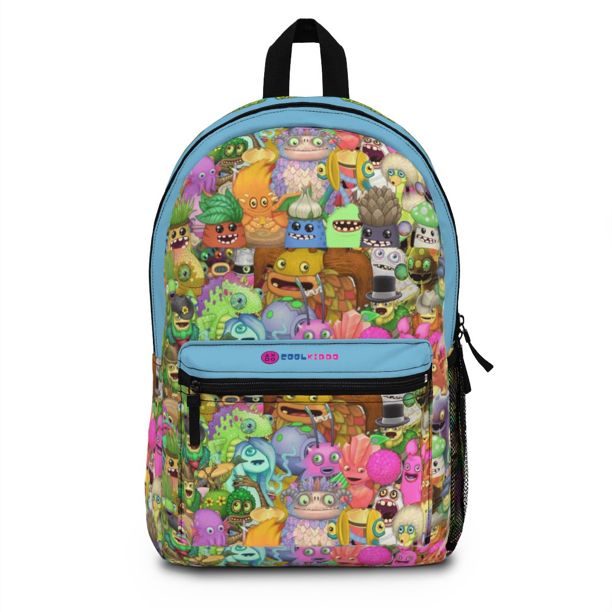 My Singing Monsters, Characters Collage and Sky Blue Backpack Cool Kiddo
