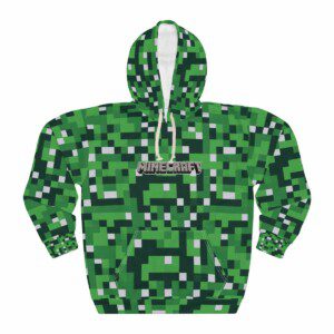 Green Minecraft Big Pixels Texture Unisex Pullover Hoodie (All Over Print) Cool Kiddo