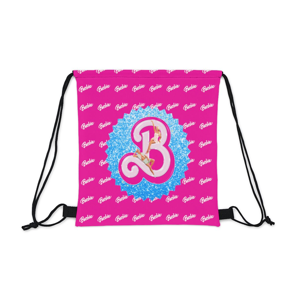 Deep Pink Barbie 2023 Movie Logo Outdoor Drawstring Bag Cool Kiddo 10