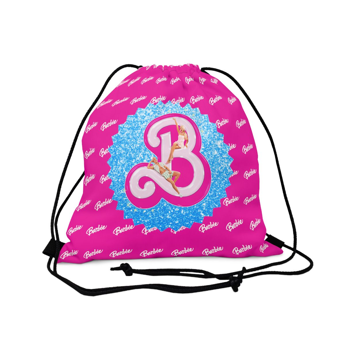 Deep Pink Barbie 2023 Movie Logo Outdoor Drawstring Bag Cool Kiddo 14