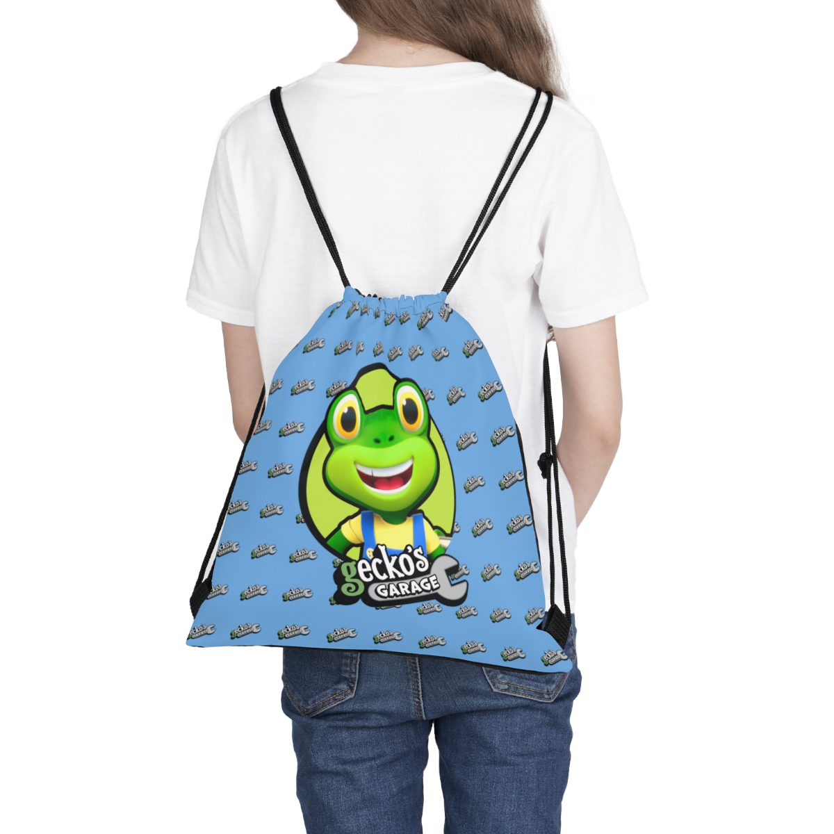 Sky Blue Gecko's Garage Outdoor Drawstring Bag