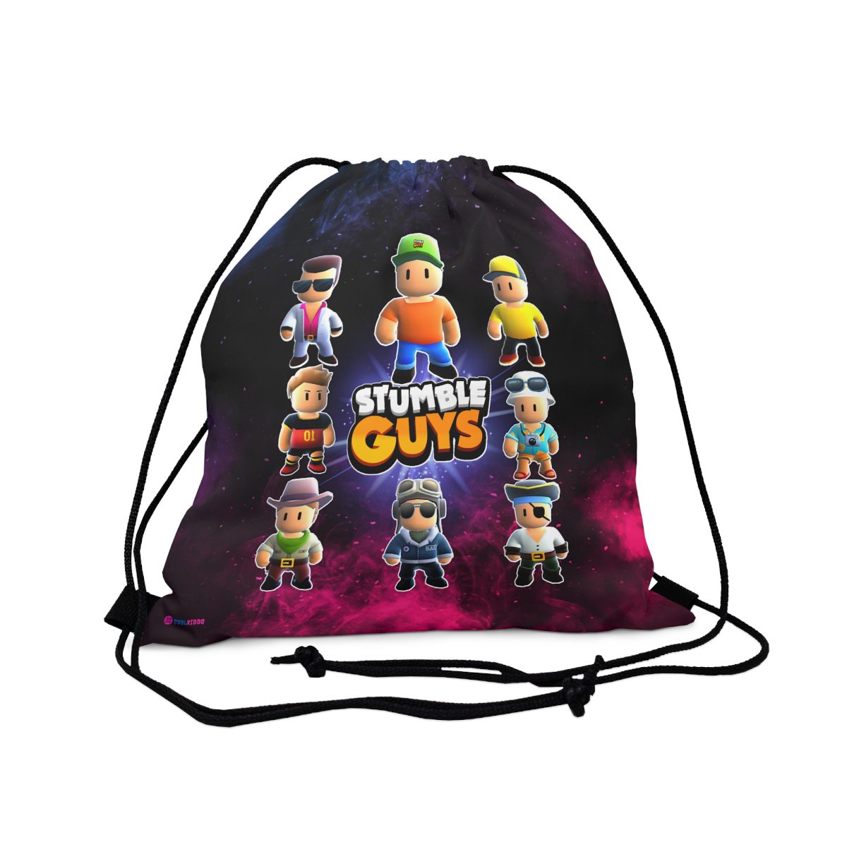 Stumble Guys Main Characters Black Drawstring Bag Cool Kiddo 16