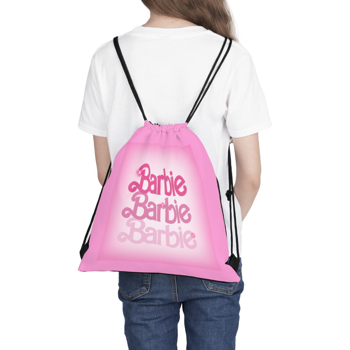 Barbie Logo Pink Outdoor Drawstring Bag Cool Kiddo 16