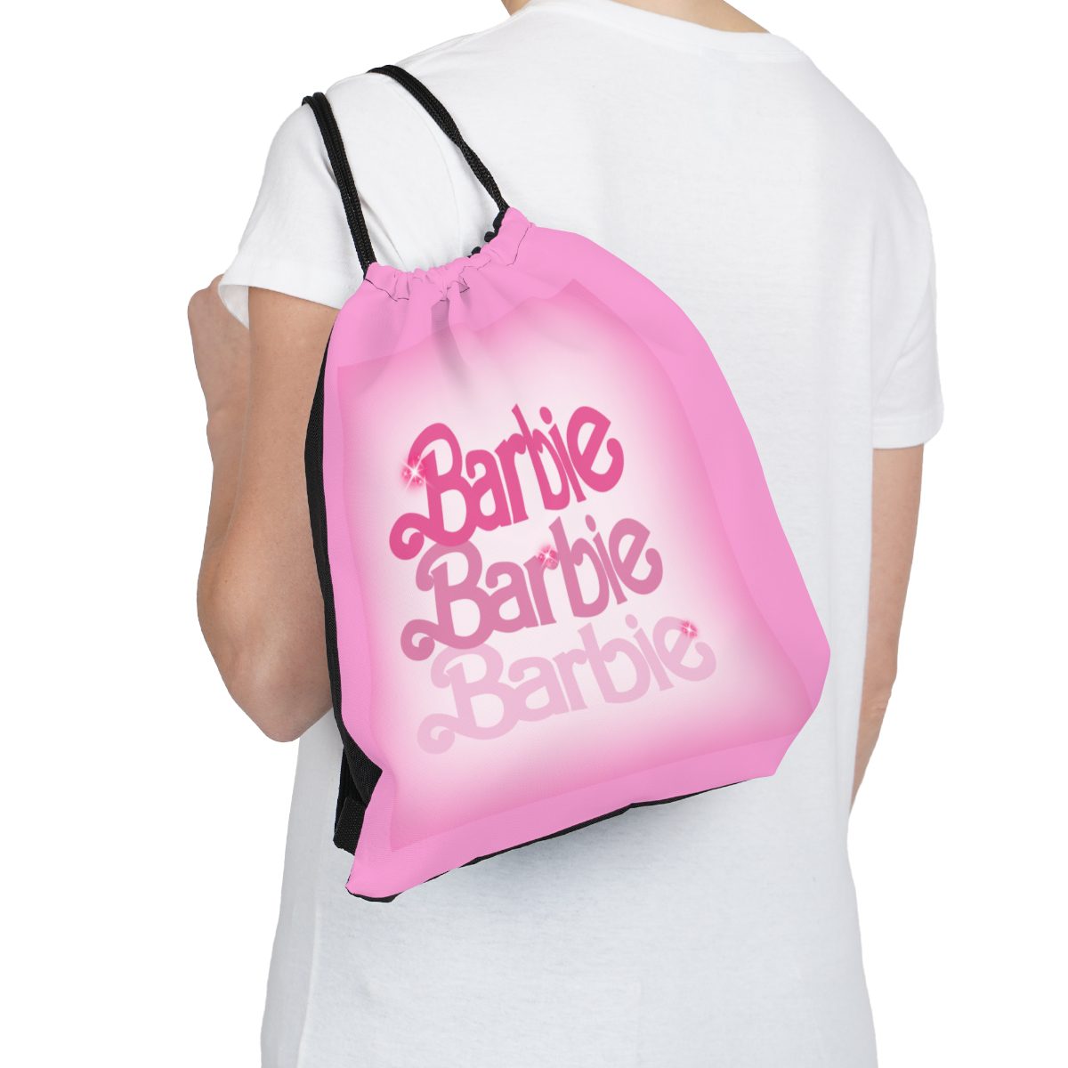 Barbie Logo Pink Outdoor Drawstring Bag Cool Kiddo 18