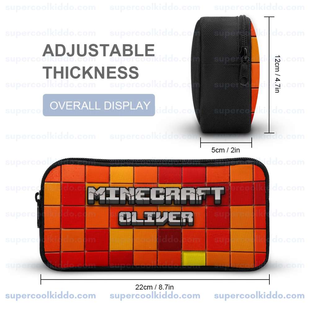 Preston Playz Minecraft Orange and Black Backpack for School, Personalized Red and Orange Pixel Creeper 3 Piece Backpack Set.