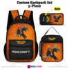 Preston Playz Minecraft Orange and Black Backpack, Prestonplayz 3 piece custom backpack set
