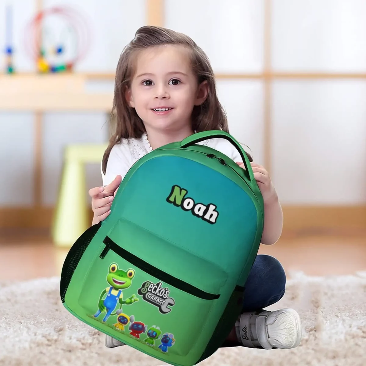 Green Gecko’s Garage Backpack with characters on front pocket Cool Kiddo 22