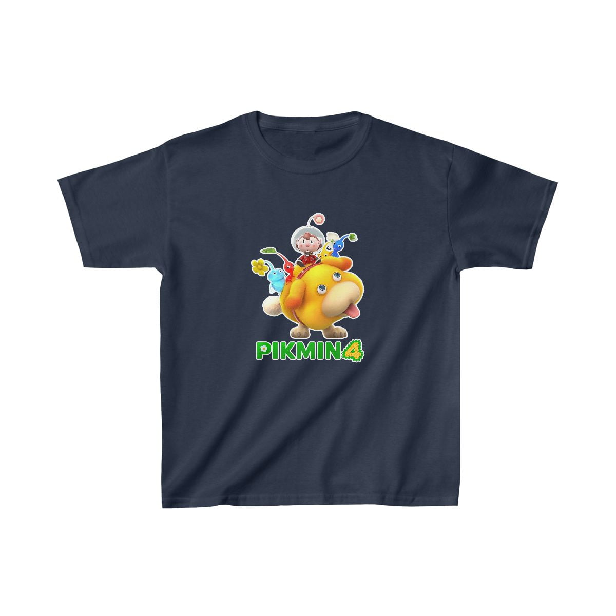 Pikmin 4 Kids Heavy Cotton™ Tee with Characters in the Front and Logo in the Back Cool Kiddo 26