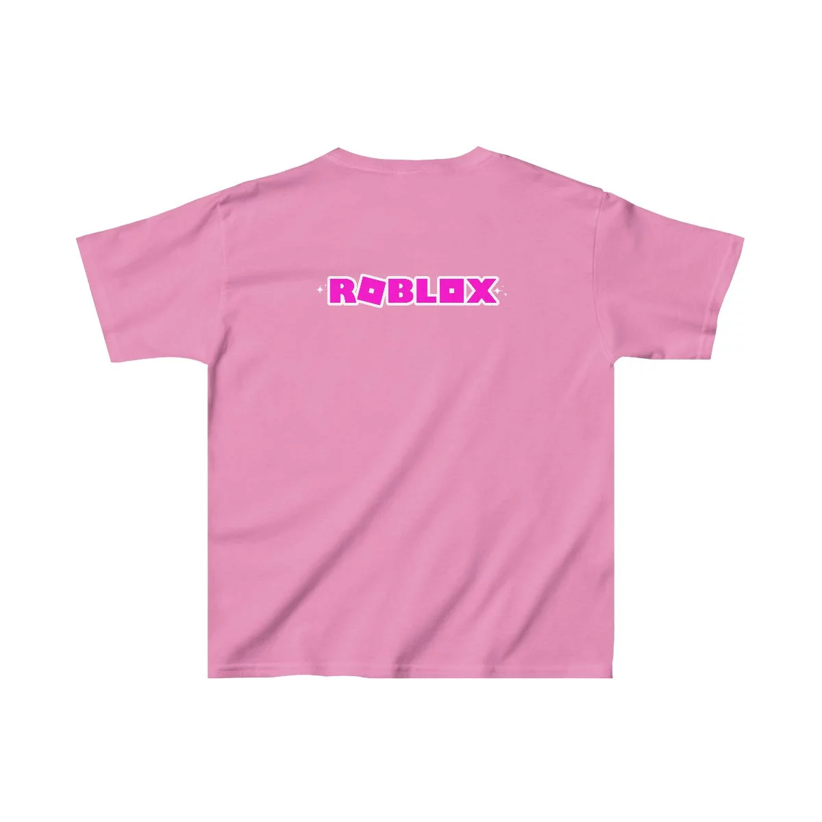 Roblox Girl Pink Kids Heavy Cotton™ Tee With Characters On Front and Roblox Logo in the Back Cool Kiddo 12