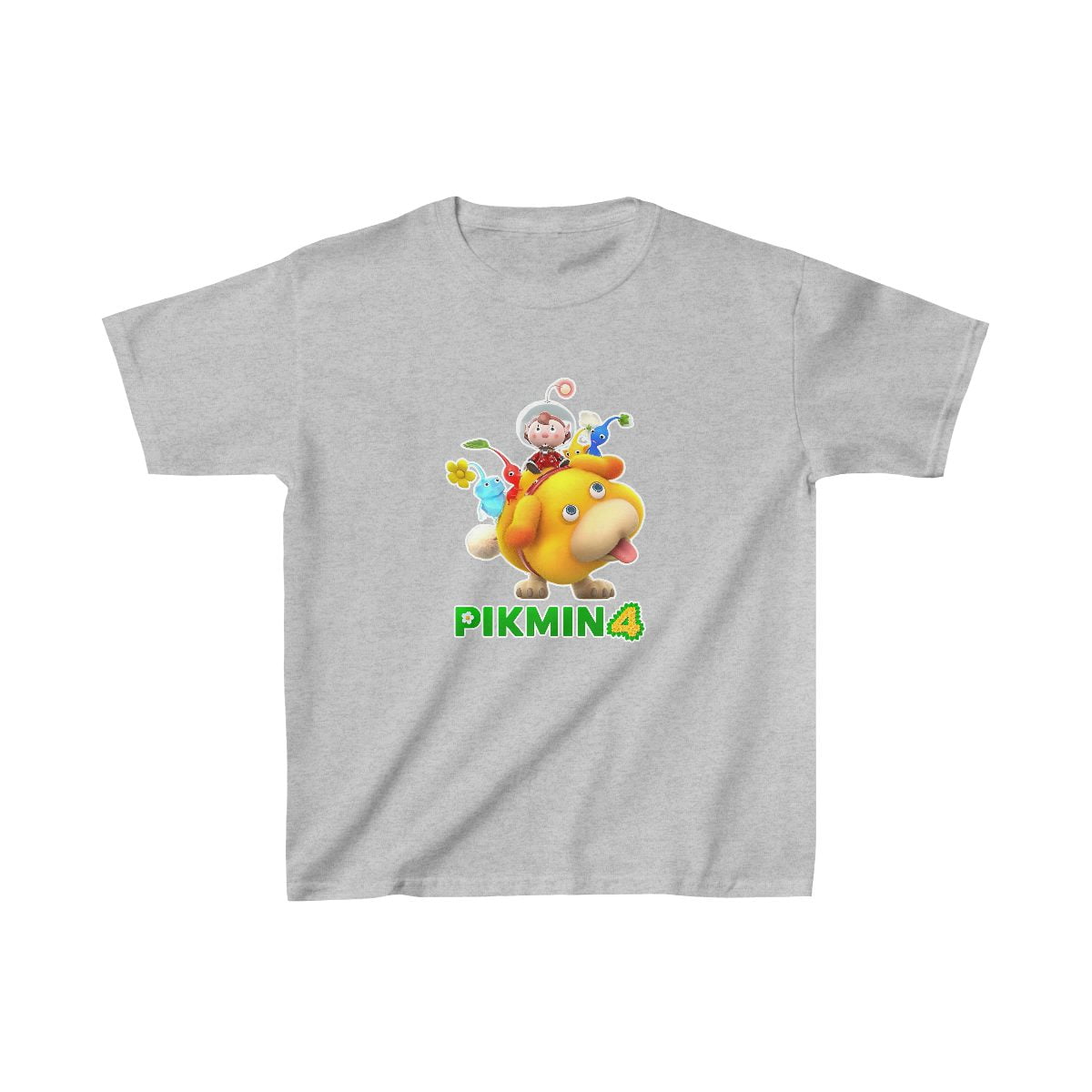 Pikmin 4 Kids Heavy Cotton™ Tee with Characters in the Front and Logo in the Back Cool Kiddo 22