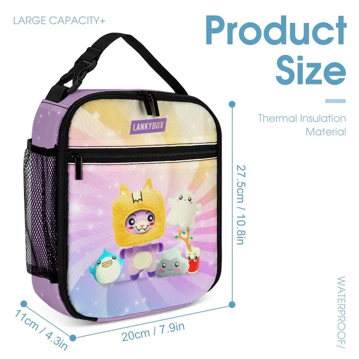 LANKYBOX Three-Piece Set – Book Bag, Lunch Bag, and Pencil Case – Lilac and Yellow Characters Backpack Cool Kiddo 20