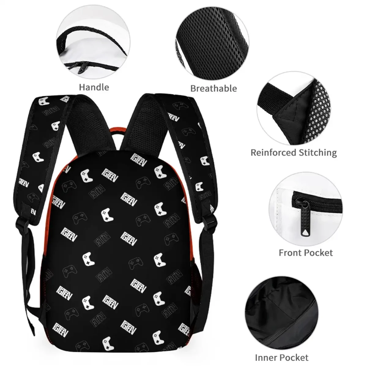 Three Piece Set: Backpack, lunch bag and pencil case – FgTeeV Family YouTube Gaming Team Backpack Cool Kiddo 16