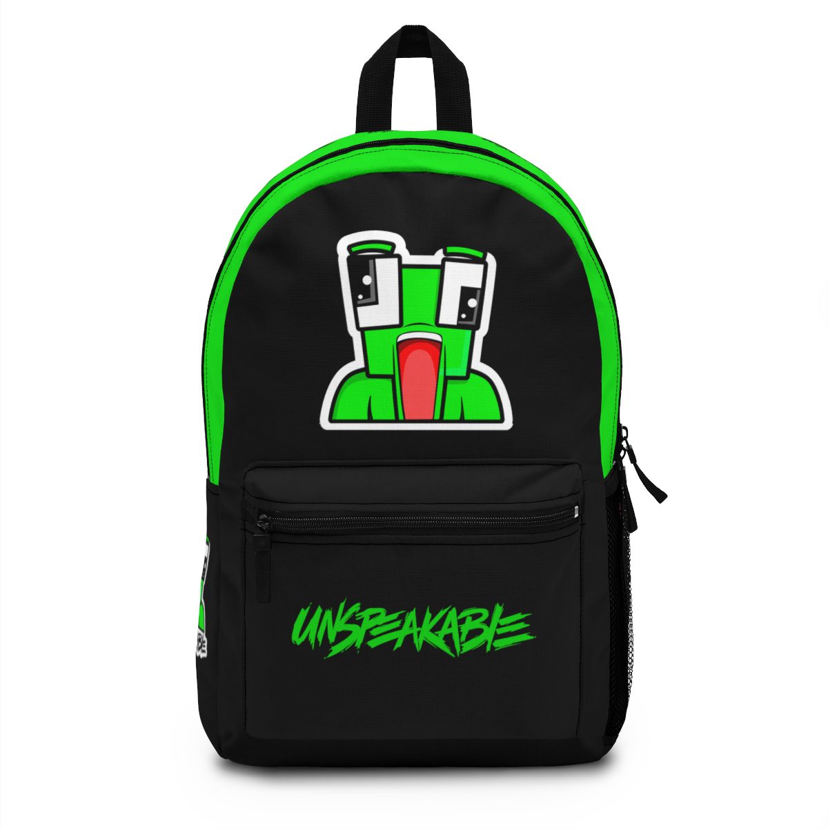 Unspeakable Gaming YouTube Channel Backpack in Black and Neon Green Cool Kiddo 15