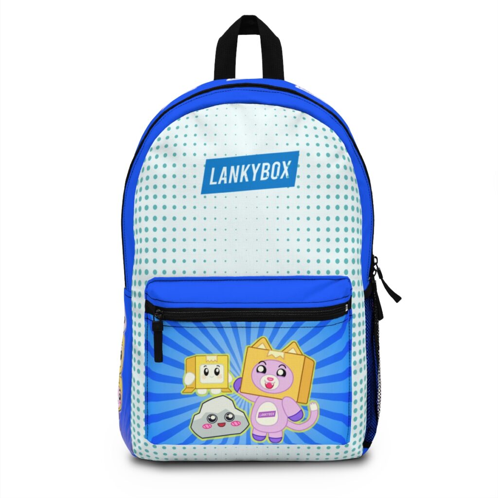 LANKYBOX Book Bag Cute Characters on Pocket Blue Backpack - Cool Kiddo