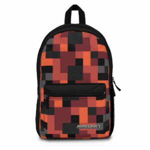 Mega-Craft Big Pixels Minecraft Brown, Black and Salmon Backpack Cool Kiddo