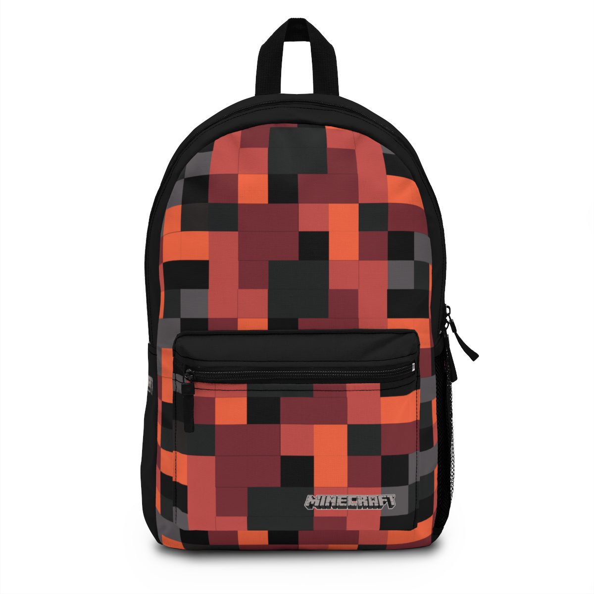 Mega-Craft Big Pixels Minecraft Brown, Black and Salmon Backpack Cool Kiddo 10