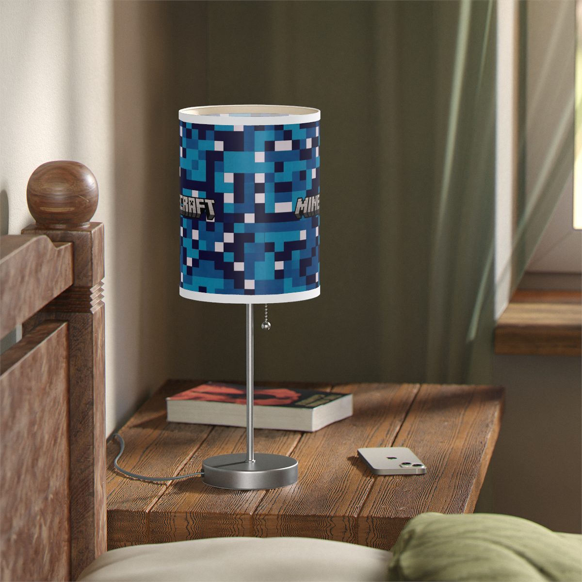 Blue Minecraft Lamp on a Stand, US|CA plug Cool Kiddo 30