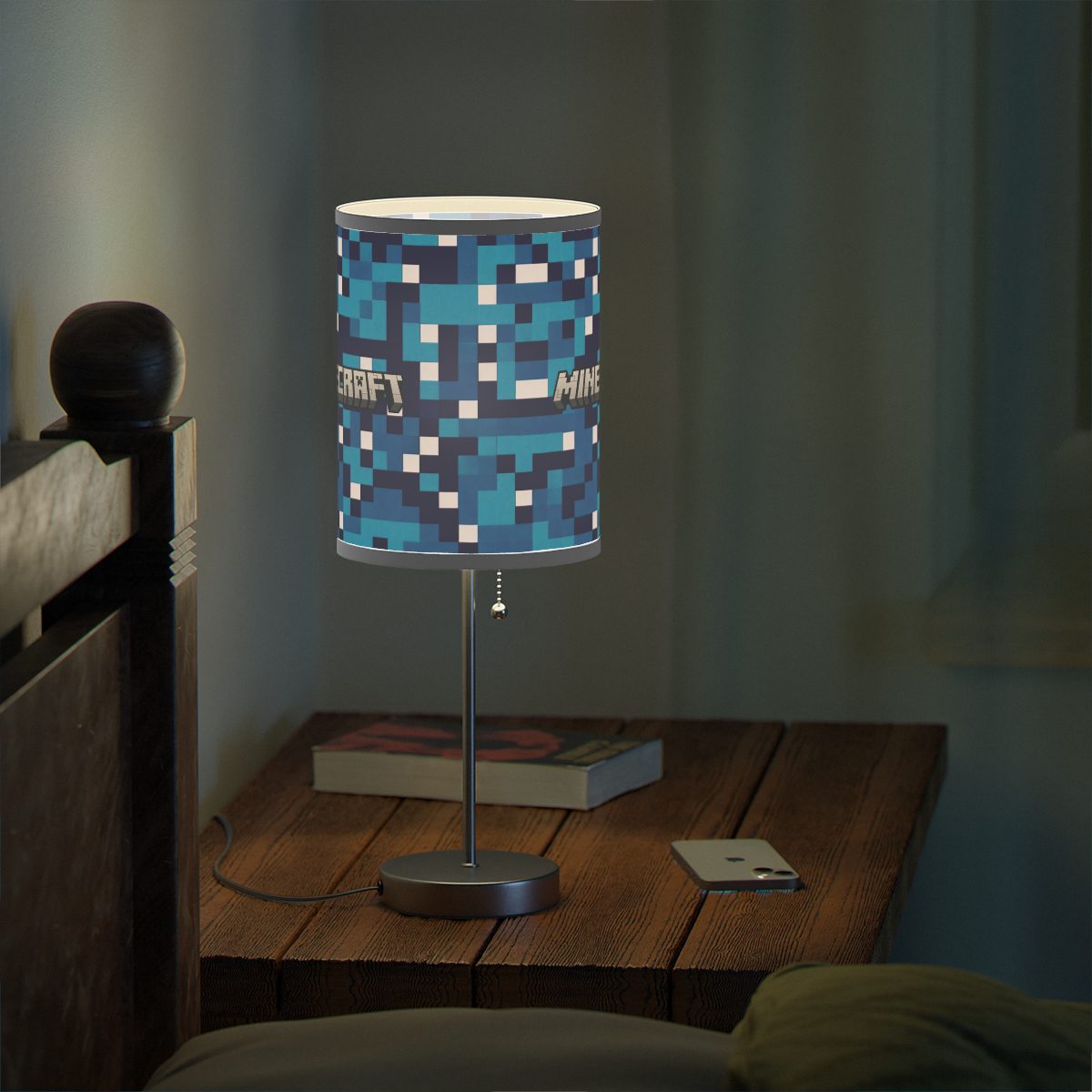 Blue Minecraft Lamp on a Stand, US|CA plug Cool Kiddo 32