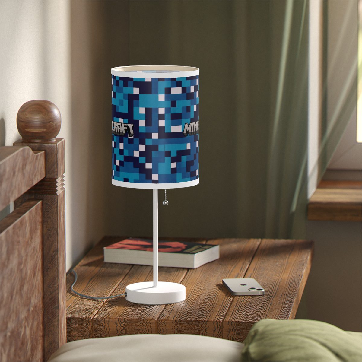 Blue Minecraft Lamp on a Stand, US|CA plug Cool Kiddo 18