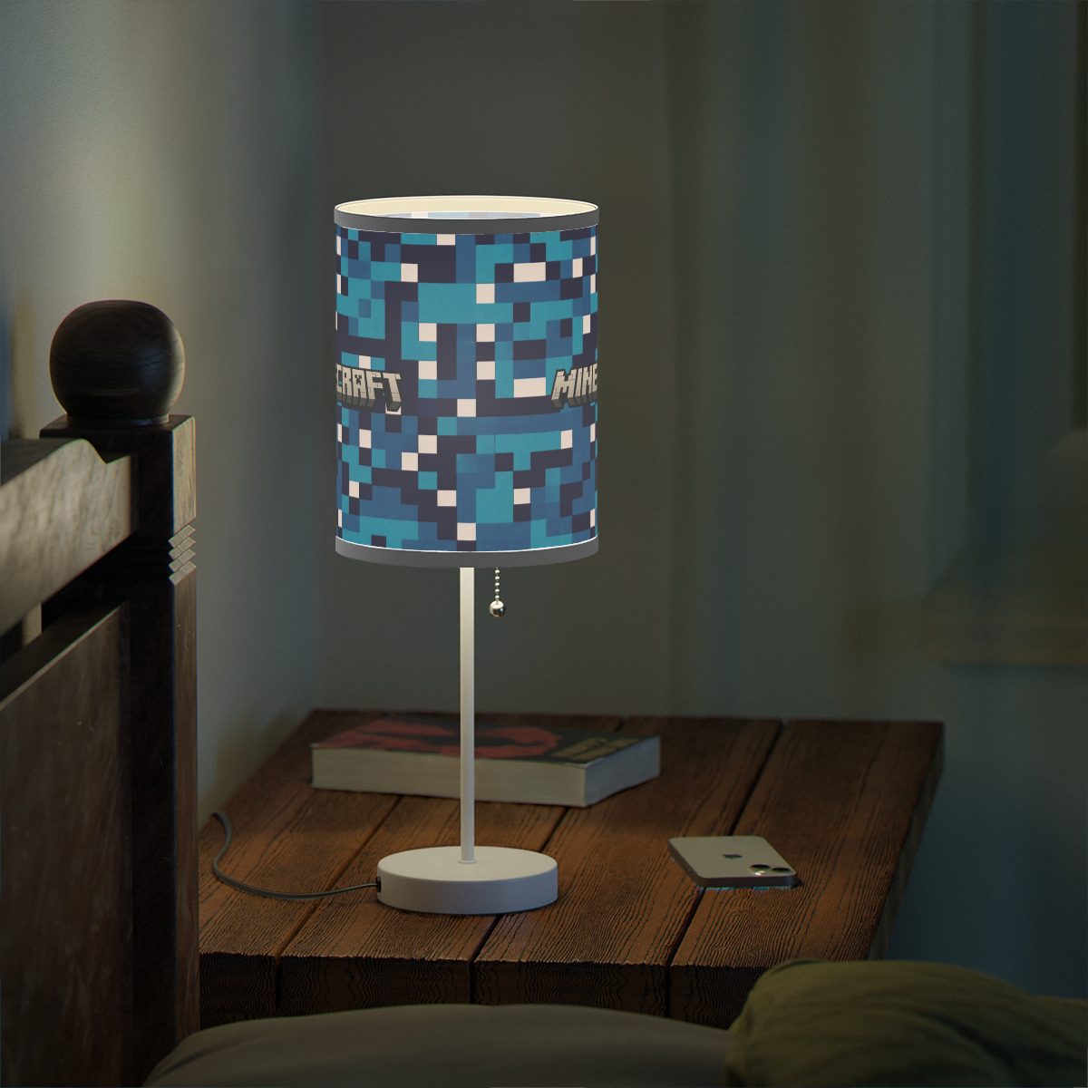 Blue Minecraft Lamp on a Stand, US|CA plug Cool Kiddo 20