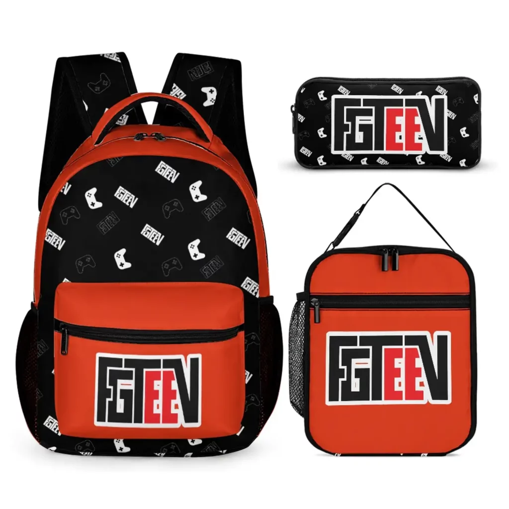 Three Piece Set: Backpack, lunch bag and pencil case – FgTeeV Family YouTube Gaming Team Backpack Cool Kiddo Three Piece Set: Backpack, lunch bag and pencil case - FgTeeV Family YouTube Gaming Team Backpack