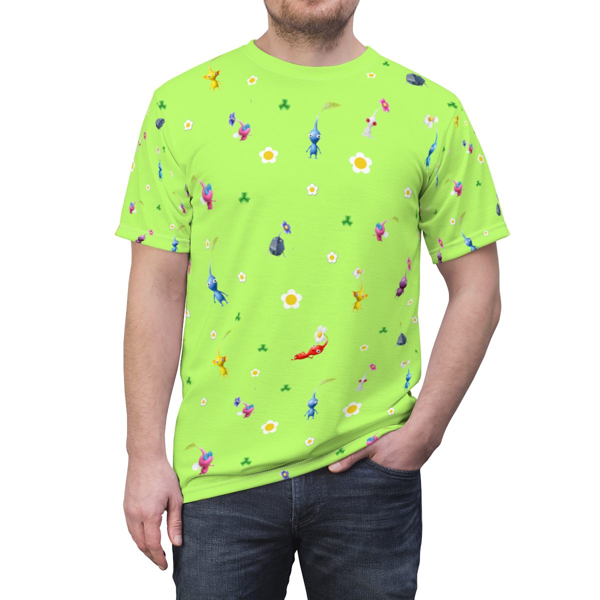Pikmin 4 Rescue Pup Oatchi Pikmin 2023 Unisex Neon Yellow Tee (All Over Print) Cool Kiddo 18