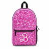 Pink Glitter Simulation Barbie Backpack with Logo on the Front Pocket Cool Kiddo 20