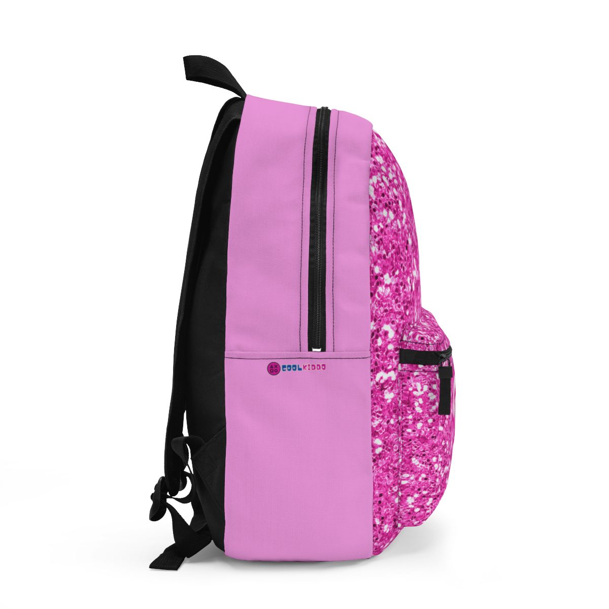 Pink Glitter Simulation Barbie Backpack with Logo on the Front Pocket Cool Kiddo 12