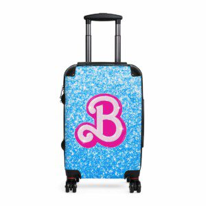 Sky Blue Glitter Simulation Barbie Logo Magic Carry-On Suitcase Cool Kiddo