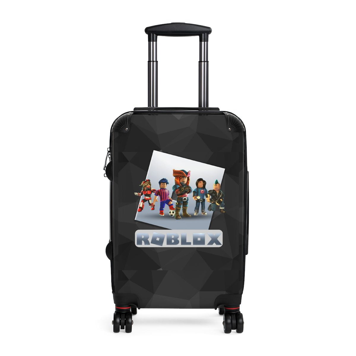 Roblox Suitcase for Children, Roblox Games. Black Suitcase with Geometric Background. Carry-On Suitcase Cool Kiddo 10