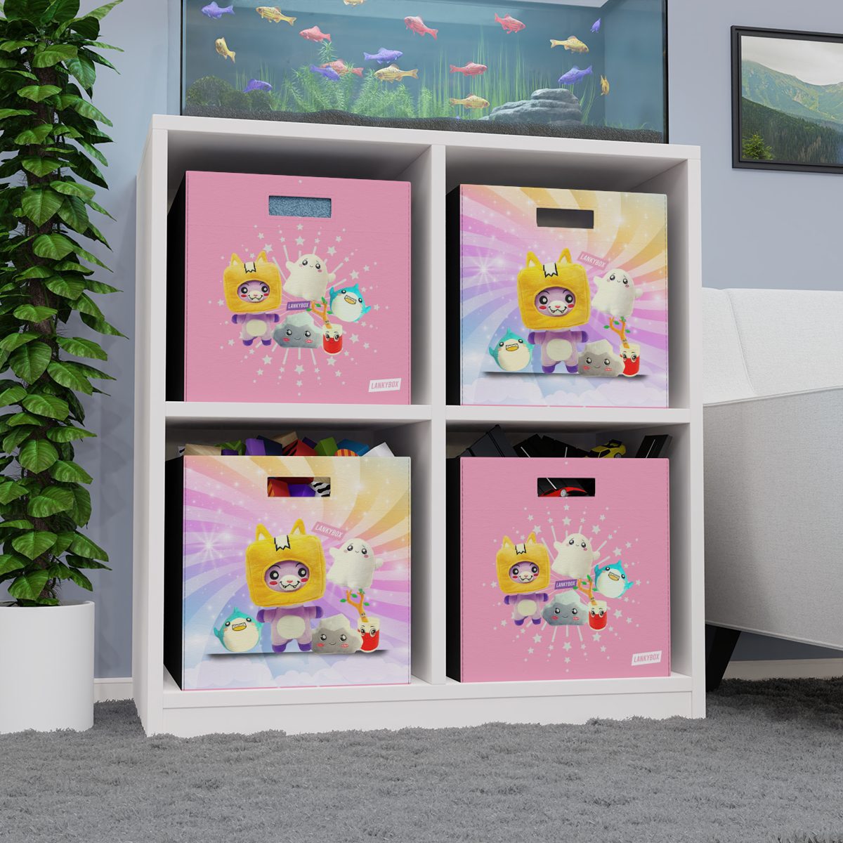 Lanky Box Cute Characters Double Sided Print Felt Storage Box Cool Kiddo 10
