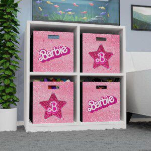 Barbie Logo and Symbol Pink Glitter Simulation Felt Storage Box Cool Kiddo