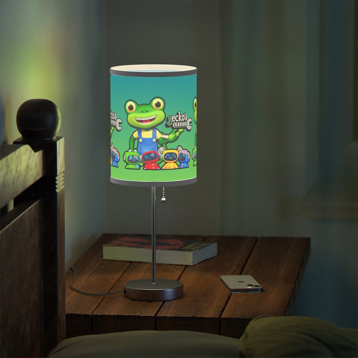 Gecko's Garage Green Lamp on a Stand