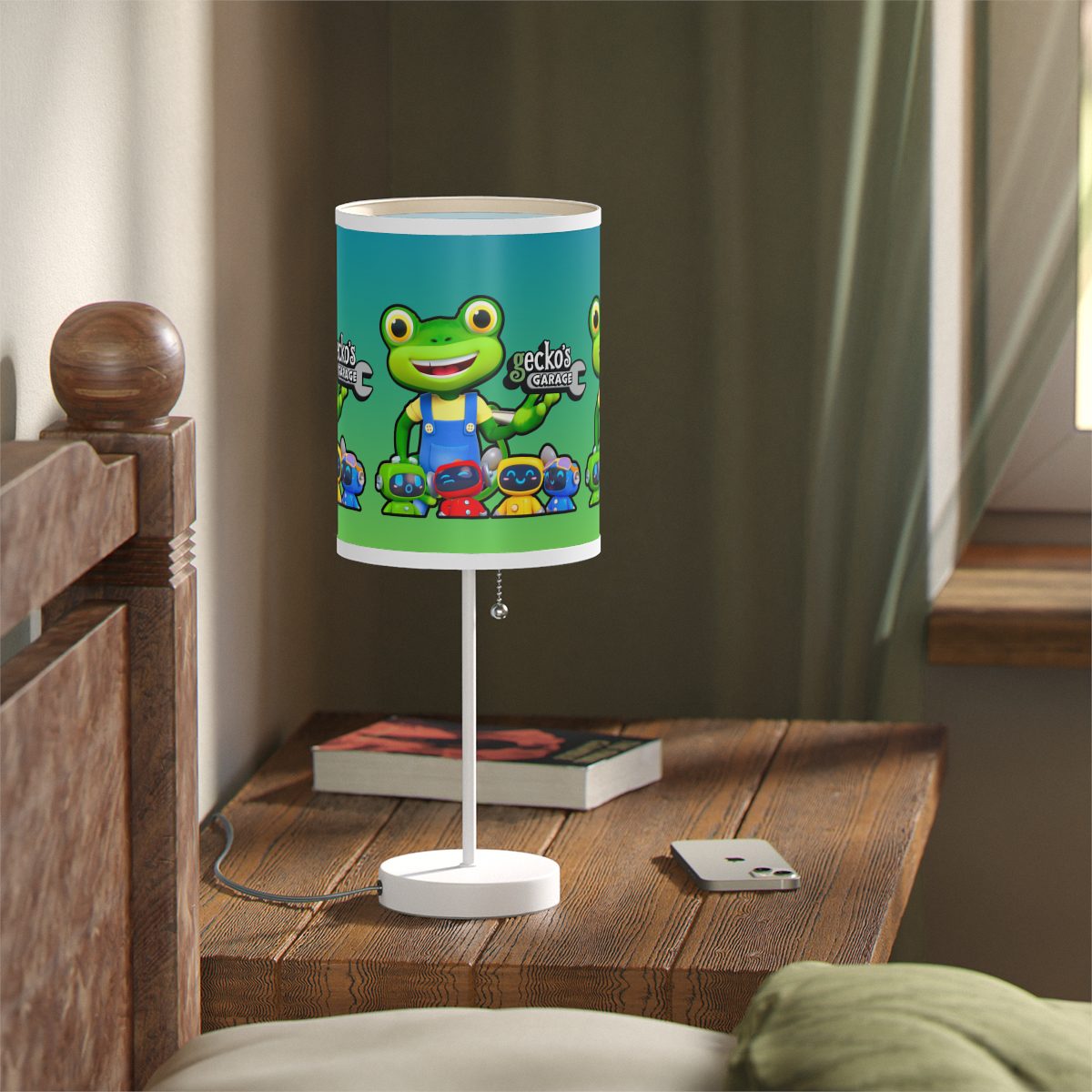 Gecko's Garage Green Lamp on a Stand