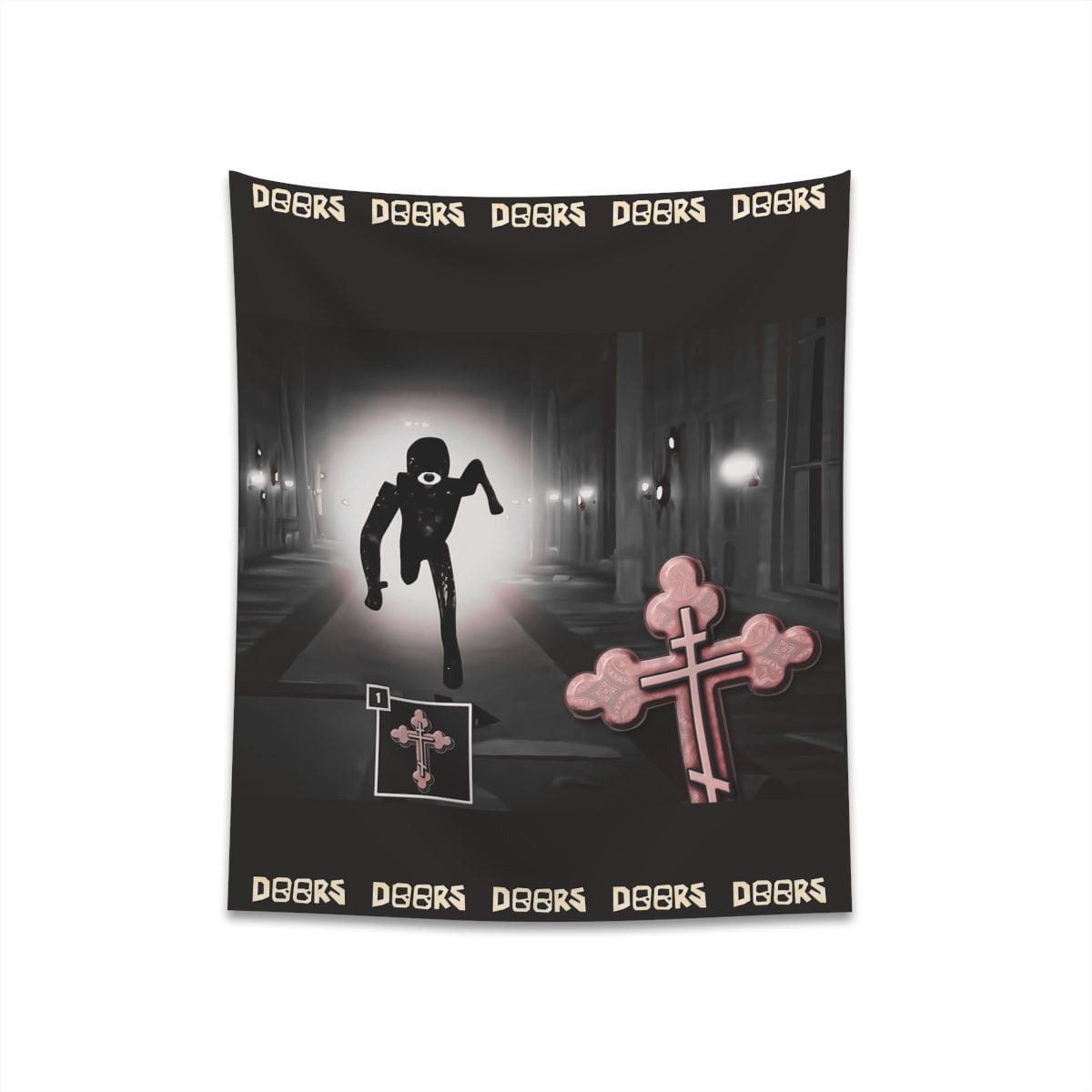 Roblox DOORS Horror Tapestries Crucifix Item Against Seek Printed Wall Tapestry for Halloween Cool Kiddo 24