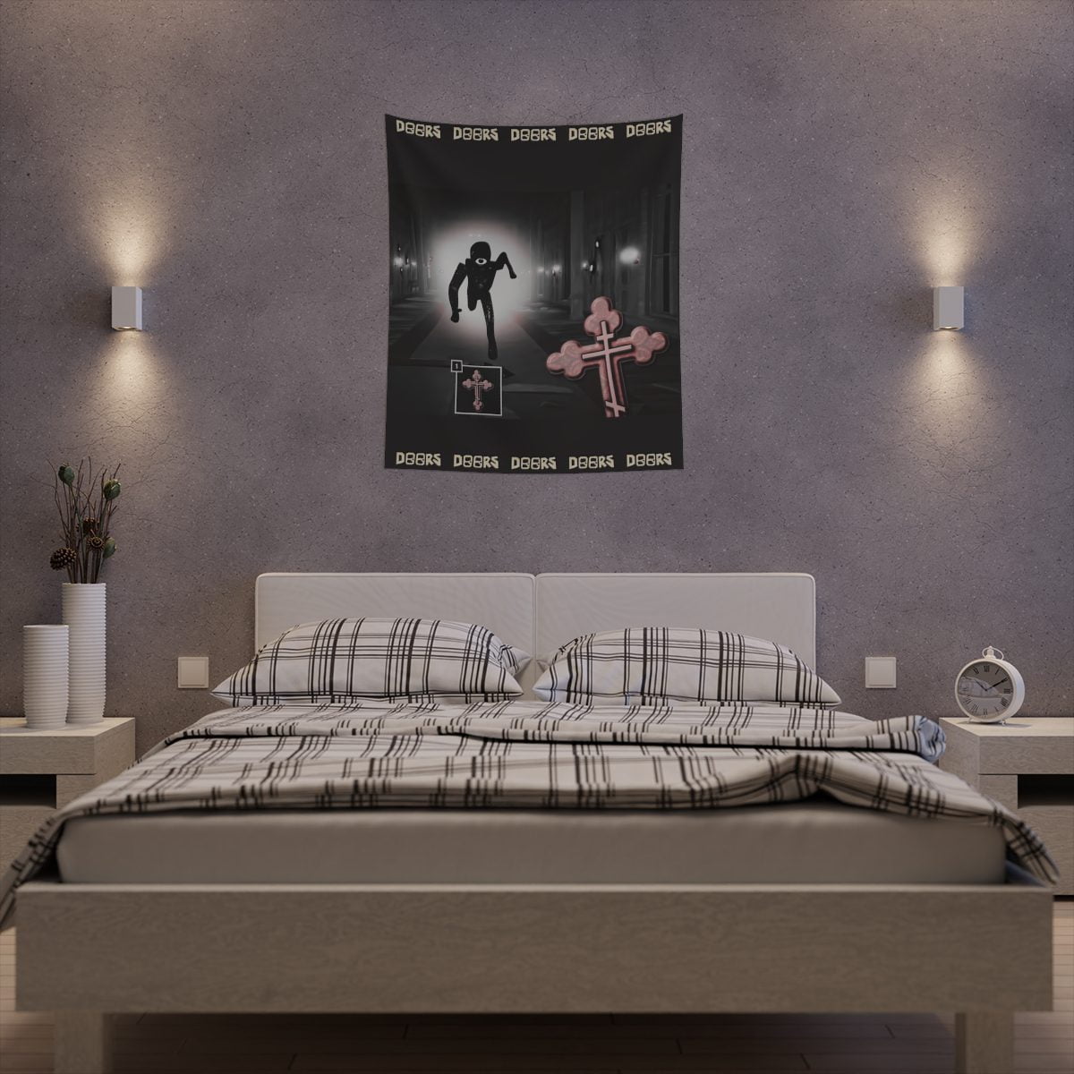 Roblox DOORS Horror Tapestries Crucifix Item Against Seek Printed Wall Tapestry for Halloween Cool Kiddo 30